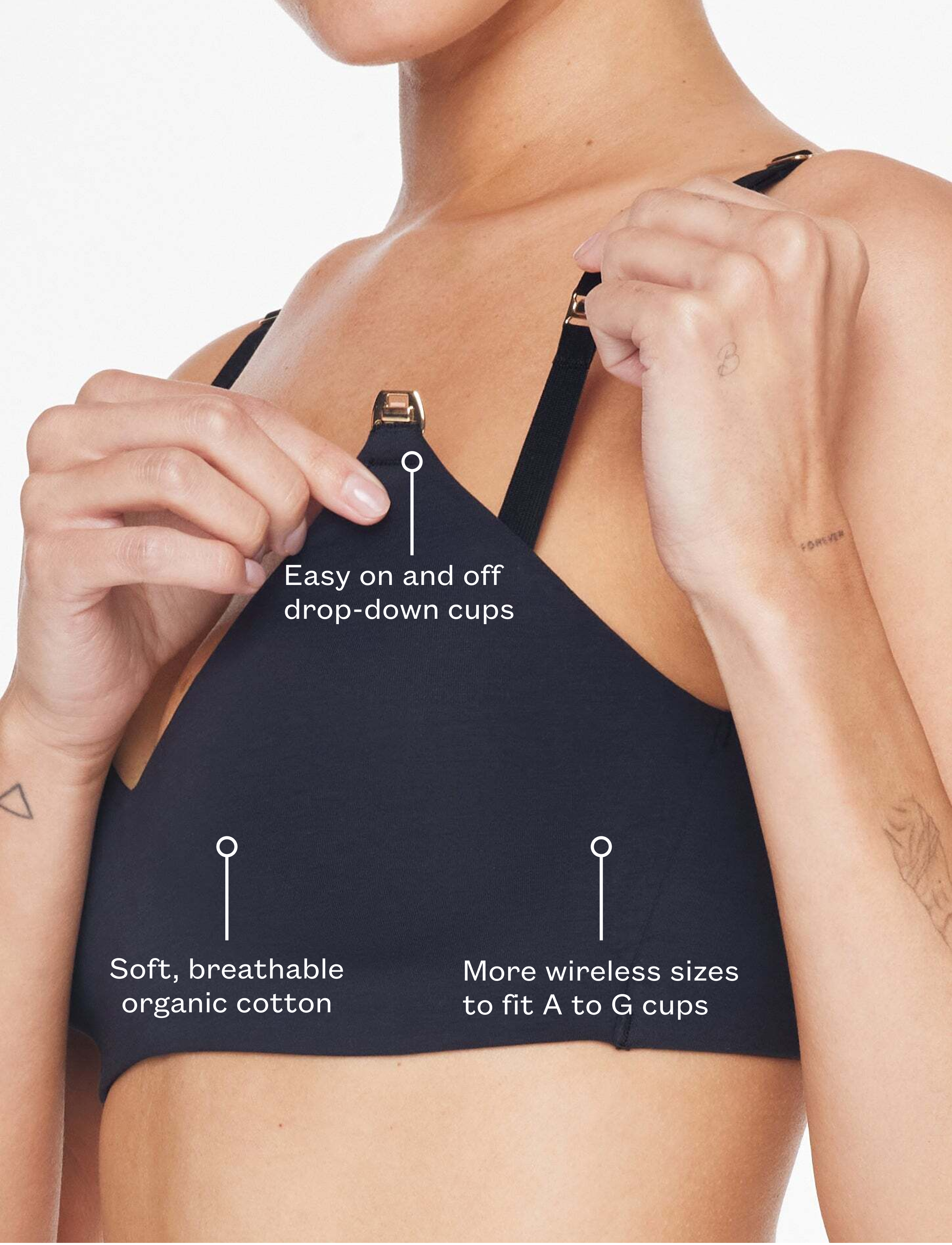 Black Organic Cloud Cotton Wireless Nursing Bra| Thirdlove
