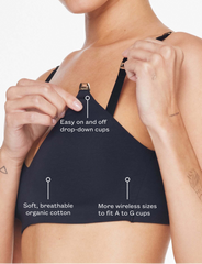Black Organic Cloud Cotton Wireless Nursing Bra| Thirdlove