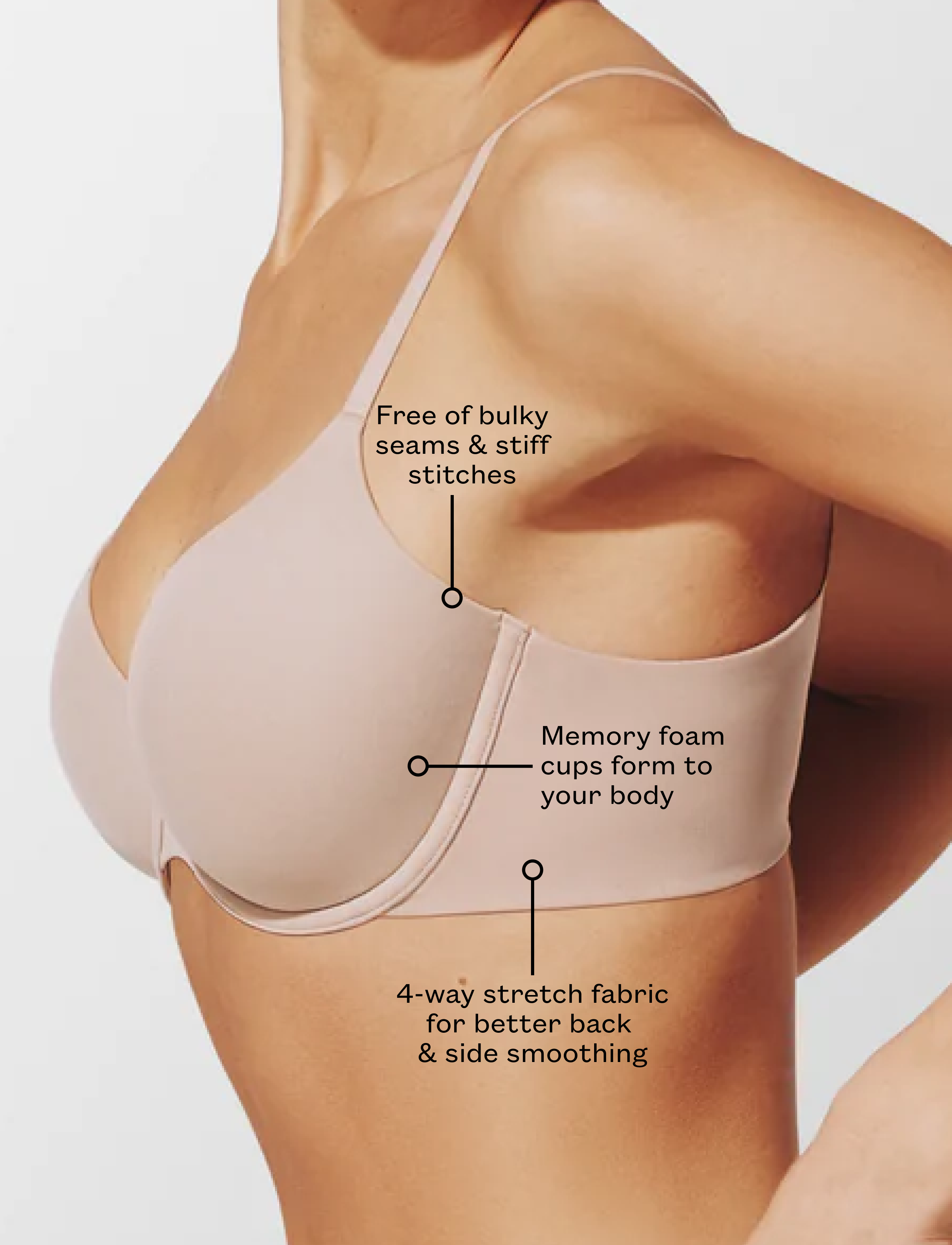 Black ComfortStretch Back Smoothing T-Shirt Bra - Best Back Smoothing & Side Smoothing Bras For All Sizes