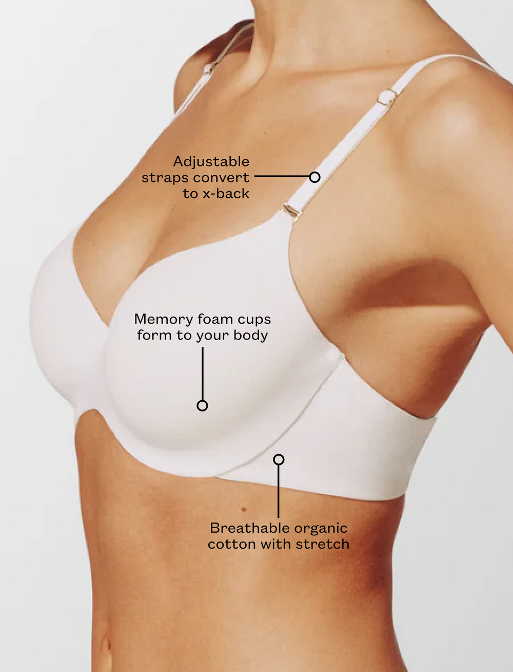 Black Organic Cloud Cotton T-Shirt Bra
