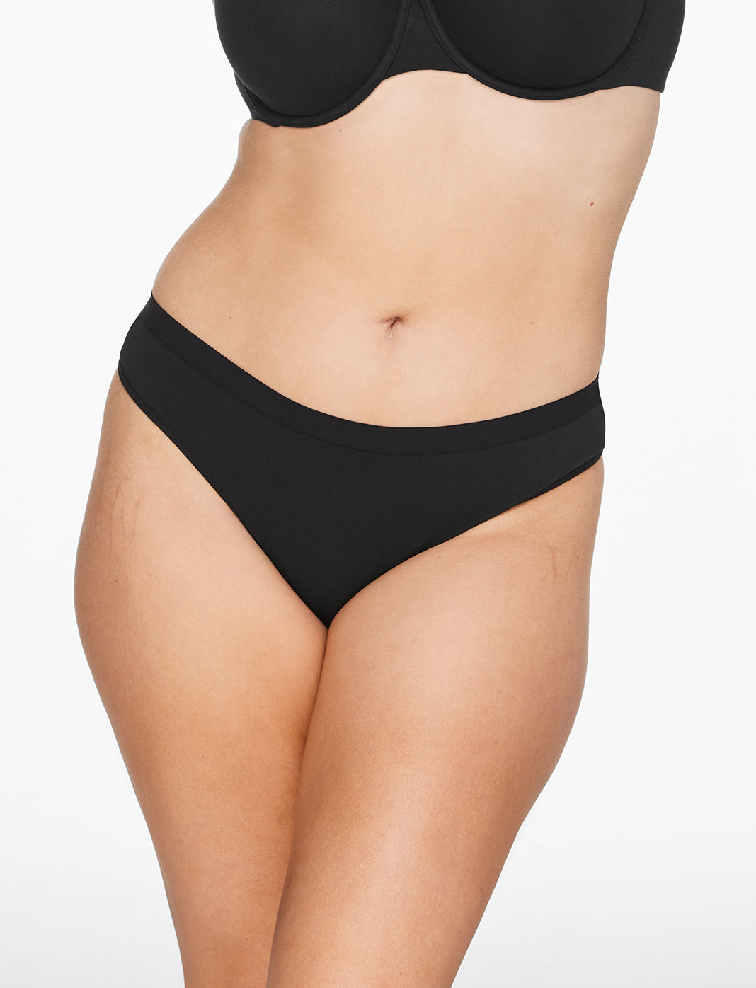 Black Organic Cloud Cotton Thong