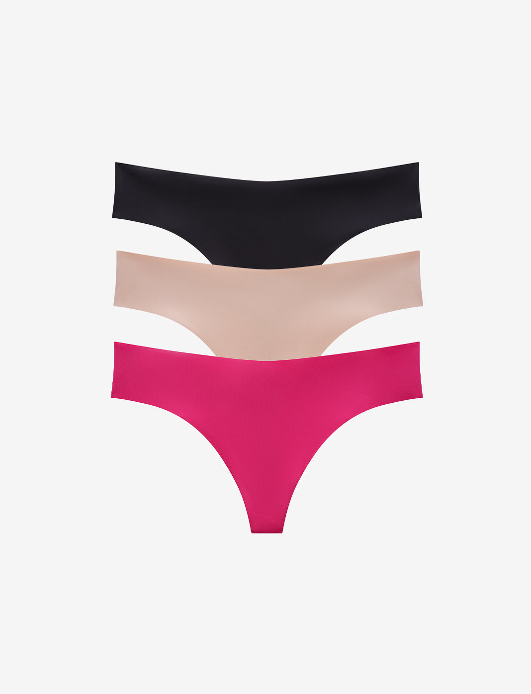 Black, Taupe & Hot Pink No-Show Thong