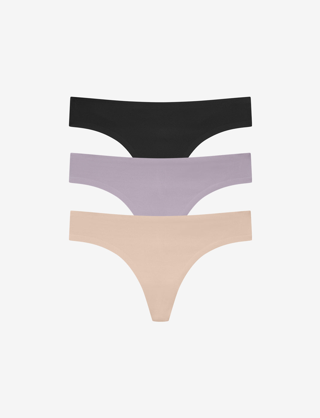 Black, Dreamy Lilac & Taupe ComfortStretch Thong 3 Pack Box