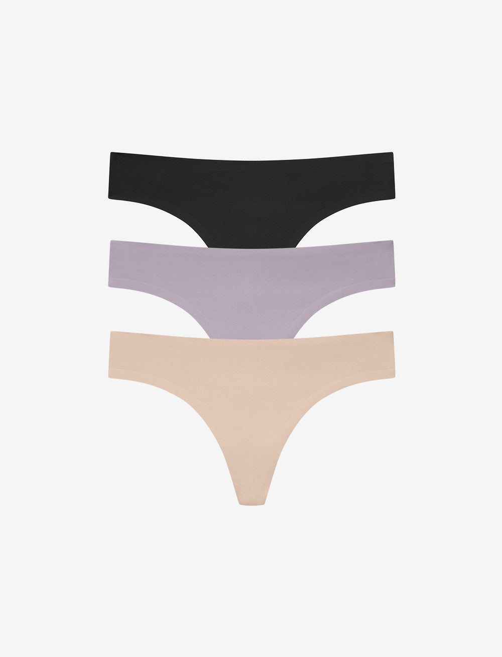 Black, Dreamy Lilac & Taupe ComfortStretch Thong 3 Pack Box
