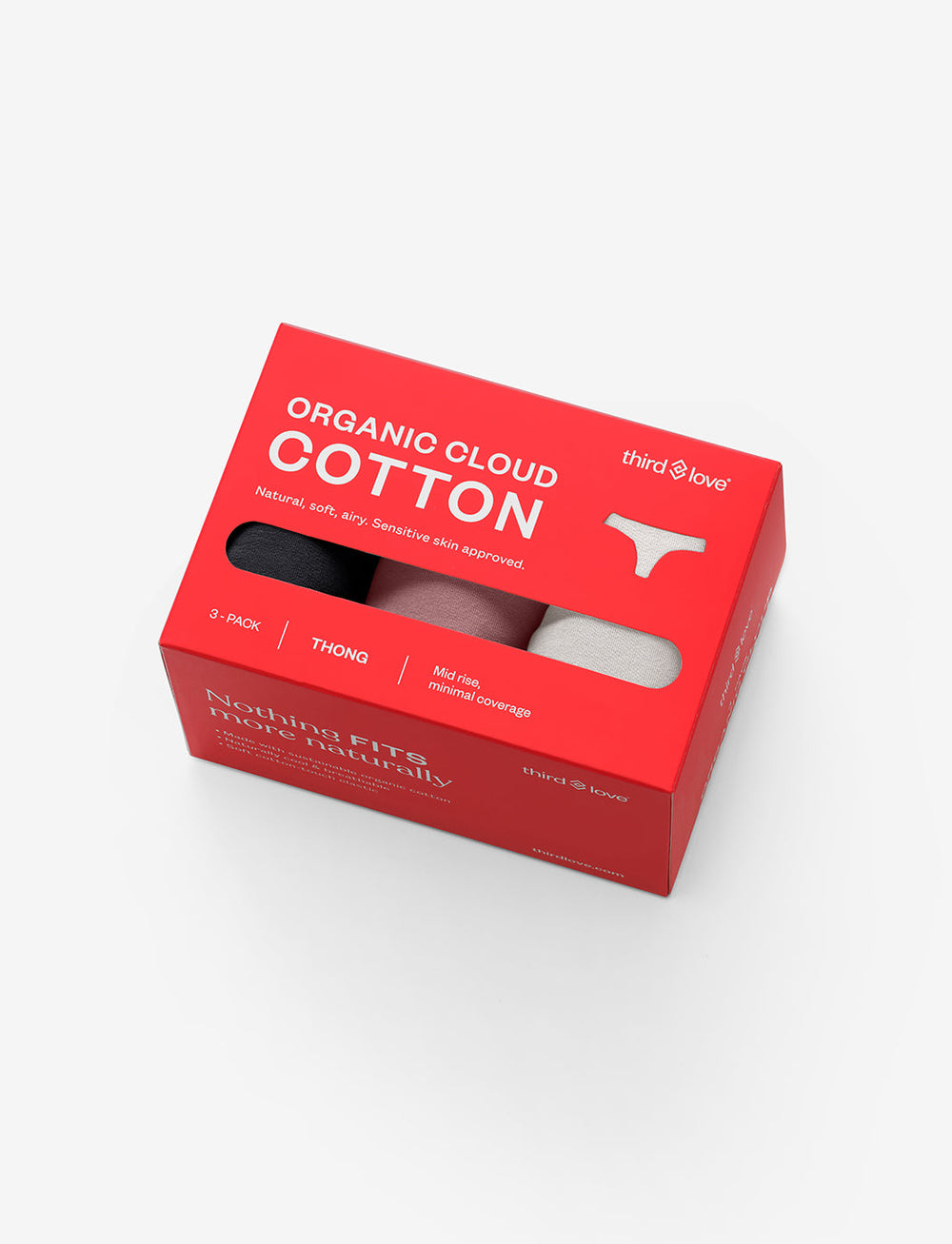 Black Twilight Organic Cloud Cotton Thong 3 Pack Box